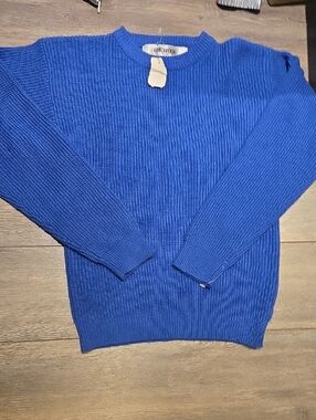 VINTAGE Entourage Royal Blue Ribbed Crewneck Sweater